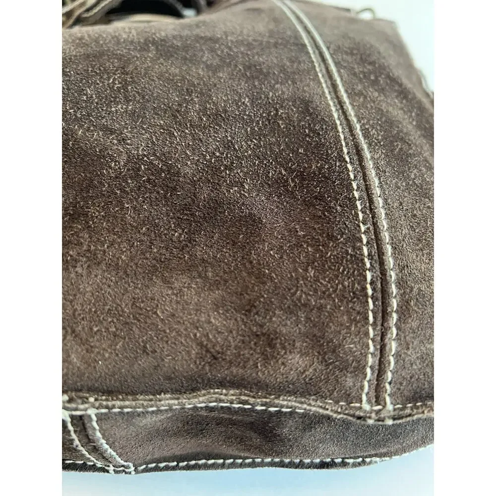 Vintage GAP Brown Suede Leather Crossbody Bag Purse Y2K Festival Boho